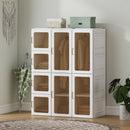 Portable Wardrobe with Clear Door Windows, 8 Compartments, 2 Hanging Rods, and Magnetic Doors - White