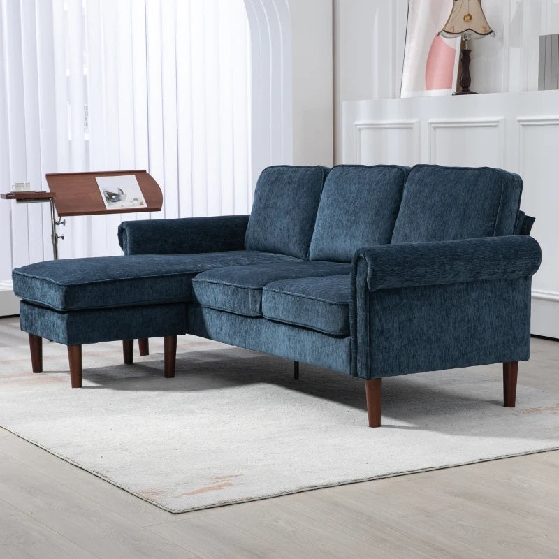 Renata 80" 3-Seat Reversible Sectional Sofa - Dark Blue