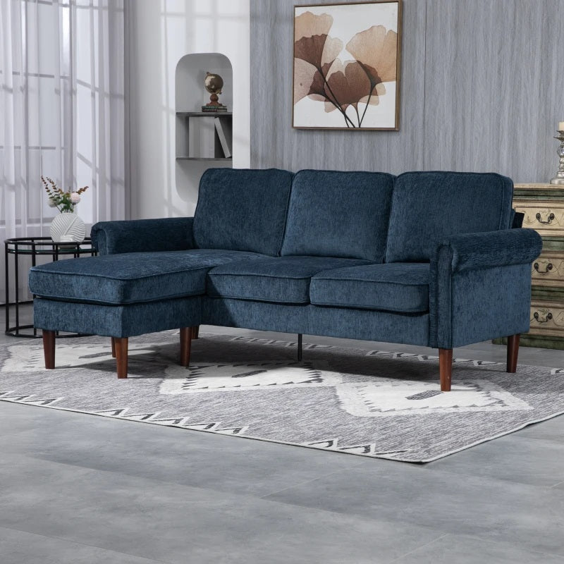 Renata 80" 3-Seat Reversible Sectional Sofa - Dark Blue