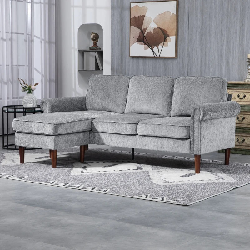 Renata 80" 3-Seat Reversible Sectional Sofa - Grey