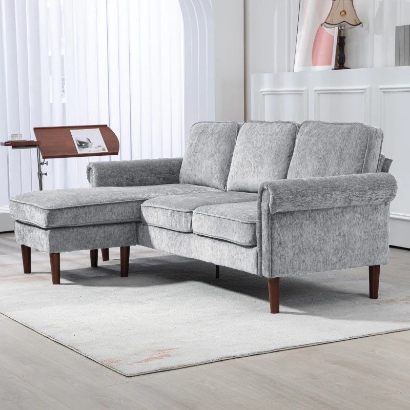 Renata 80" 3-Seat Reversible Sectional Sofa - Grey