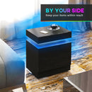 End Tables, Reno Black 2 Drawer End Table with LED Lights - Seasonal Overstock