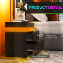 End Tables, Reno Black 2 Drawer End Table with LED Lights - Seasonal Overstock