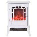 Retro Stove Electric Fireplace with 1500W Heater with Realistic Flame, White