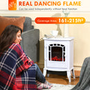 Retro Stove Electric Fireplace with 1500W Heater with Realistic Flame, White