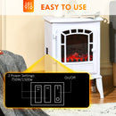 Retro Stove Electric Fireplace with 1500W Heater with Realistic Flame, White
