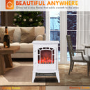 Retro Stove Electric Fireplace with 1500W Heater with Realistic Flame, White