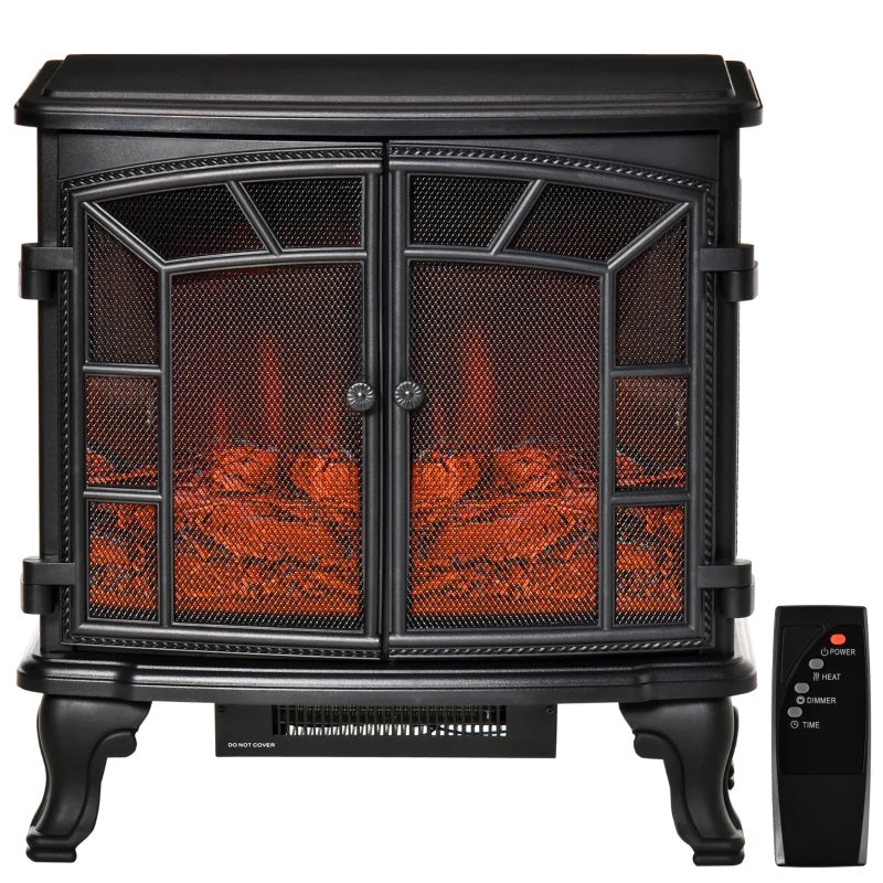 Revelston 25" Rustic Stove Look Electric Fireplace with Realistic Log, 750W / 1500W Heater and Timer