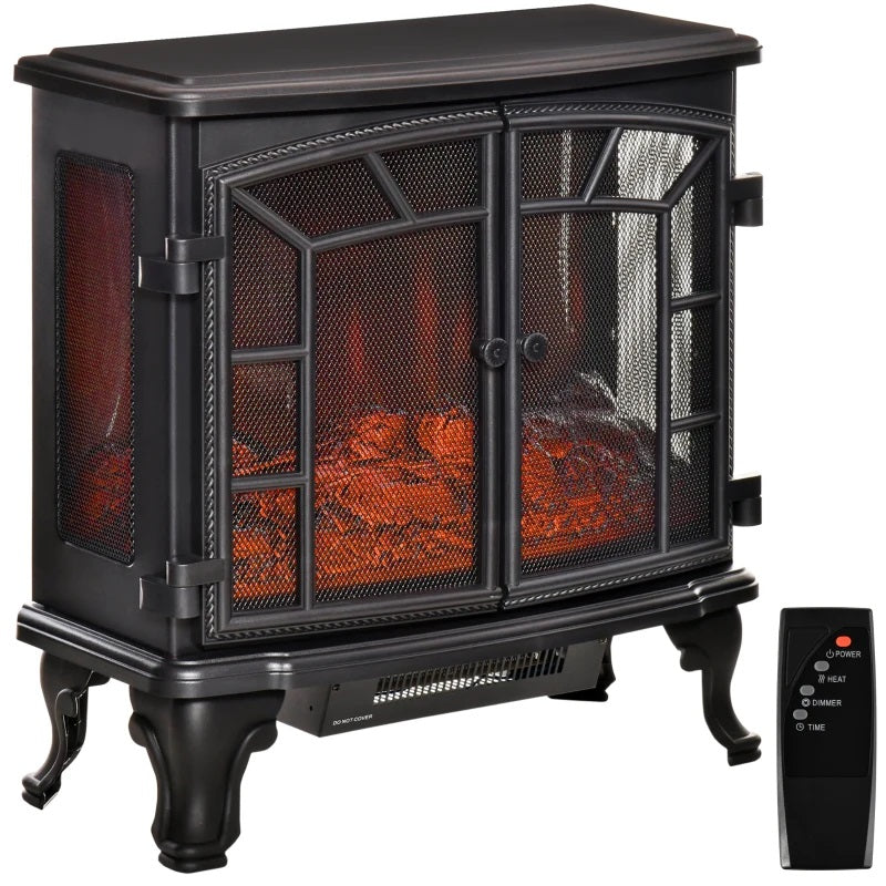 Revelston 25" Rustic Stove Look Electric Fireplace with Realistic Log, 750W / 1500W Heater and Timer