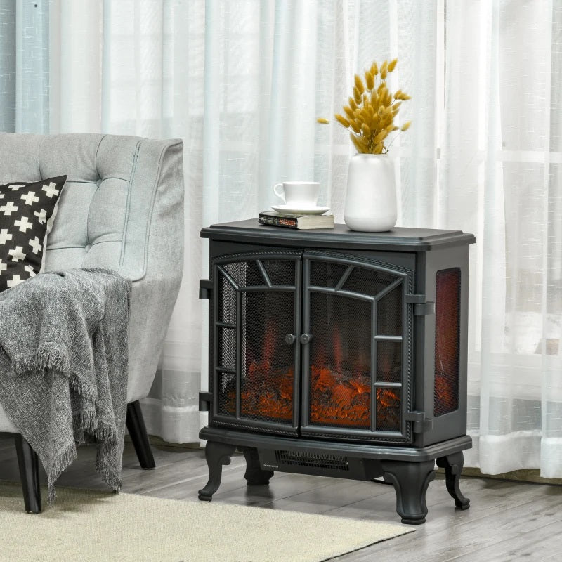 Revelston 25" Rustic Stove Look Electric Fireplace with Realistic Log, 750W / 1500W Heater and Timer