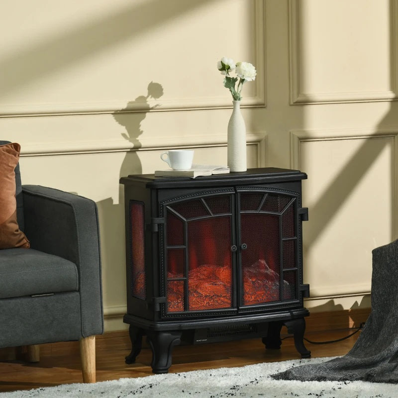 Revelston 25" Rustic Stove Look Electric Fireplace with Realistic Log, 750W / 1500W Heater and Timer