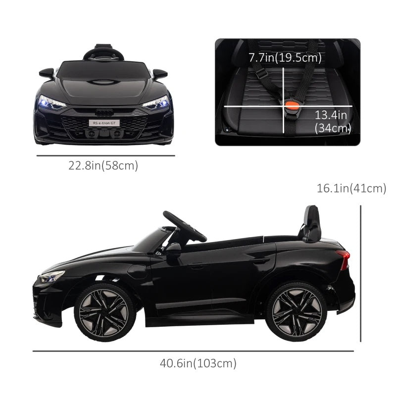 Ride-On 12V Sports Car for Kids with Remote Control and Honking Horn, 1 Seater - Black