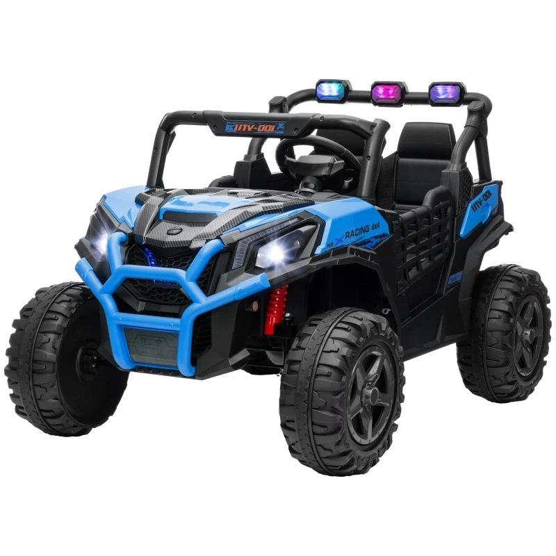 Ride-On 24V Electric 2-Seater UTV for Kids with Parental Remote, 3 Speeds, LED Lights and Music - Blue