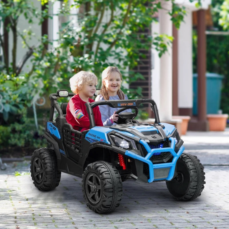 Ride-On 24V Electric 2-Seater UTV for Kids with Parental Remote, 3 Speeds, LED Lights and Music - Blue