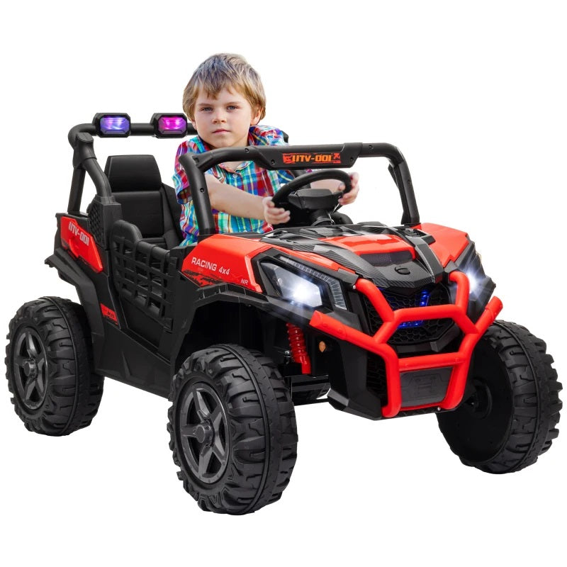 Ride-On 24V Electric 2-Seater UTV for Kids with Parental Remote, 3 Speeds, LED Lights and Music - Red