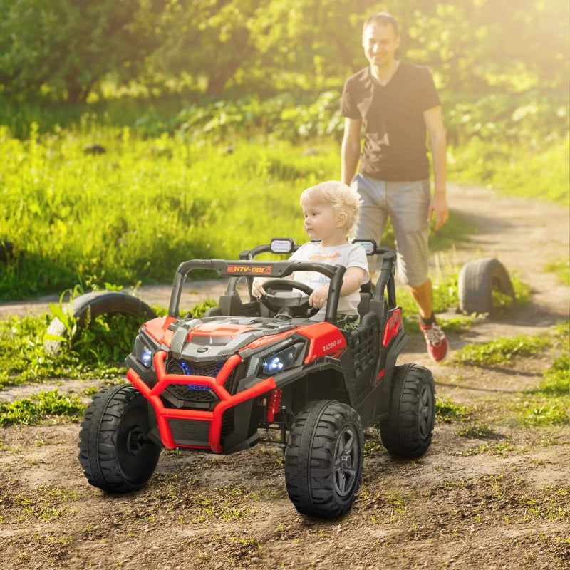 Ride-On 24V Electric 2-Seater UTV for Kids with Parental Remote, 3 Speeds, LED Lights and Music - Red