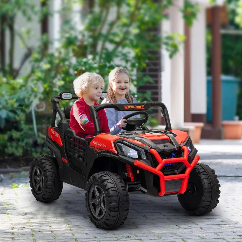 Ride-On 24V Electric 2-Seater UTV for Kids with Parental Remote, 3 Speeds, LED Lights and Music - Red