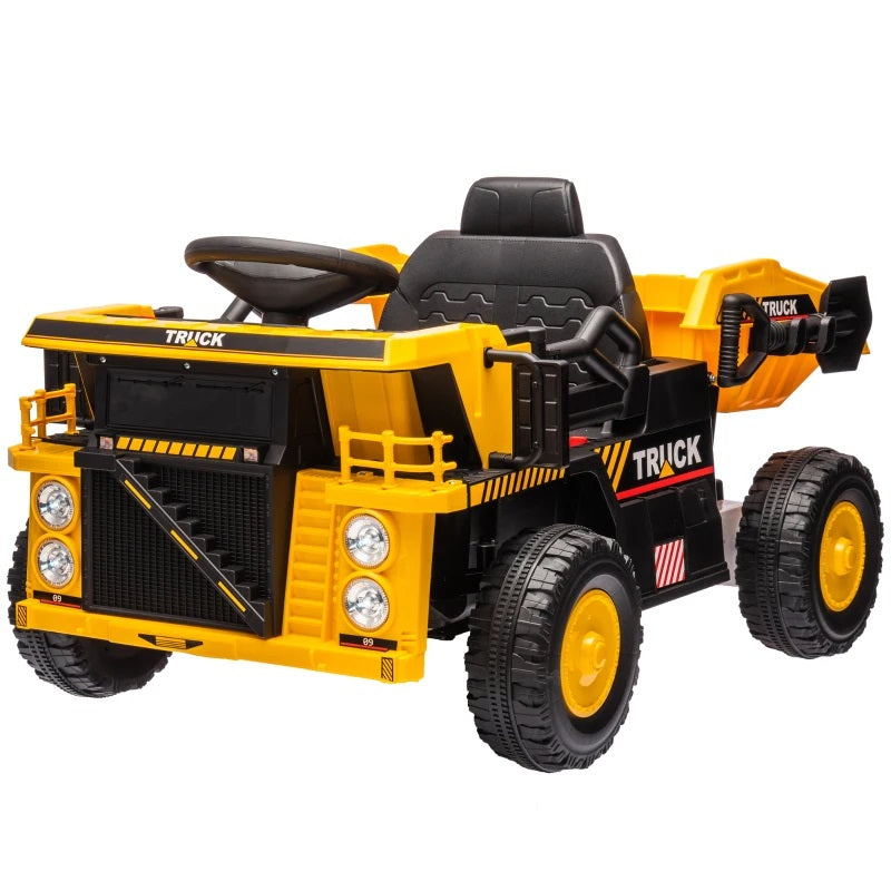 Ride-On 12V Dump Truck for Kids with Electric Dump Box Single Seat