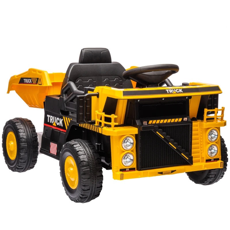 Ride-On 12V Dump Truck for Kids with Electric Dump Box Single Seat