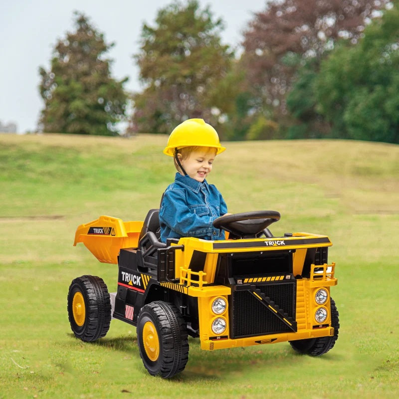 Ride-On 12V Dump Truck for Kids with Electric Dump Box Single Seat
