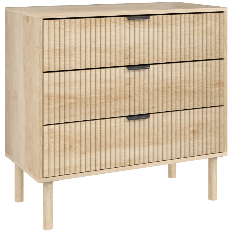 Riversong Creek 3-Drawer Dresser for Bedroom with Fluted Panels - Natural Oak
