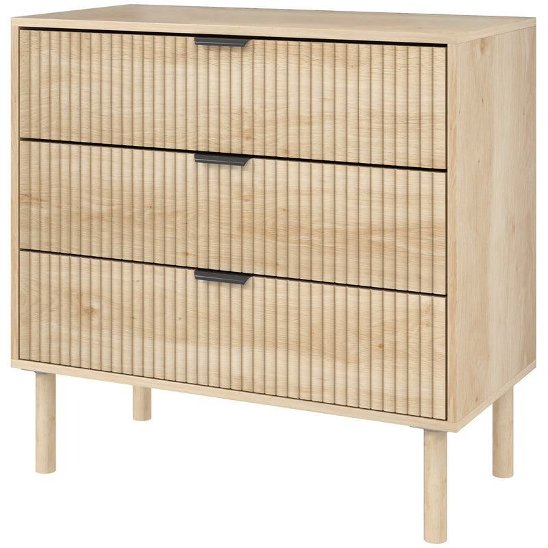 Riversong Creek 3-Drawer Dresser for Bedroom with Fluted Panels - Natural Oak