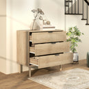 Riversong Creek 3-Drawer Dresser for Bedroom with Fluted Panels - Natural Oak