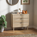 Riversong Creek 3-Drawer Dresser for Bedroom with Fluted Panels - Natural Oak