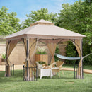 Canopies & Gazebos, Rose Haven 10' x 10' Outdoor Patio Gazebo with Mesh Wall Panels - Beige - Seasonal Overstock