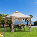 Canopies & Gazebos, Rose Haven 10' x 10' Outdoor Patio Gazebo with Mesh Wall Panels - Beige - Seasonal Overstock