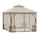 Canopies & Gazebos, Rose Haven 10' x 10' Outdoor Patio Gazebo with Mesh Wall Panels - Beige - Seasonal Overstock