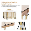 Canopies & Gazebos, Rose Haven 10' x 10' Outdoor Patio Gazebo with Mesh Wall Panels - Beige - Seasonal Overstock