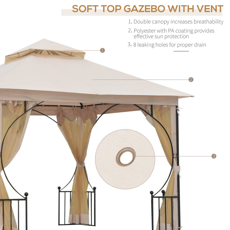 Canopies & Gazebos, Rose Haven 10' x 10' Outdoor Patio Gazebo with Mesh Wall Panels - Beige - Seasonal Overstock