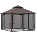 Canopies & Gazebos, Rose Haven 10' x 10' Outdoor Patio Gazebo with Mesh Wall Panels - Coffee - Seasonal Overstock