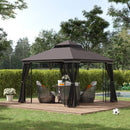 Canopies & Gazebos, Rose Haven 10' x 10' Outdoor Patio Gazebo with Mesh Wall Panels - Coffee - Seasonal Overstock