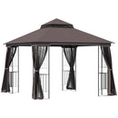 Canopies & Gazebos, Rose Haven 10' x 10' Outdoor Patio Gazebo with Mesh Wall Panels - Coffee - Seasonal Overstock