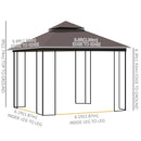 Canopies & Gazebos, Rose Haven 10' x 10' Outdoor Patio Gazebo with Mesh Wall Panels - Coffee - Seasonal Overstock