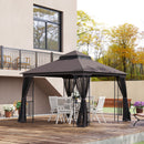Canopies & Gazebos, Rose Haven 10' x 10' Outdoor Patio Gazebo with Mesh Wall Panels - Coffee - Seasonal Overstock