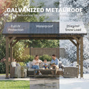 Gazebos with a galvanized metal roof in different weather conditions, showing features like full UV protection, waterproofing, and snow load capacity.