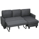 Gray sectional sofa with a pull-out bed on a white background