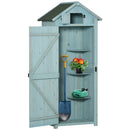 Small Upright Garden Tool Shed / Pool Shed with 3-Tier Shelves 30" x 21" x 71" - Blue