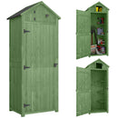 Small Upright Garden Tool Shed / Pool Shed with 3-Tier Shelves 30" x 21" x 71" - Green