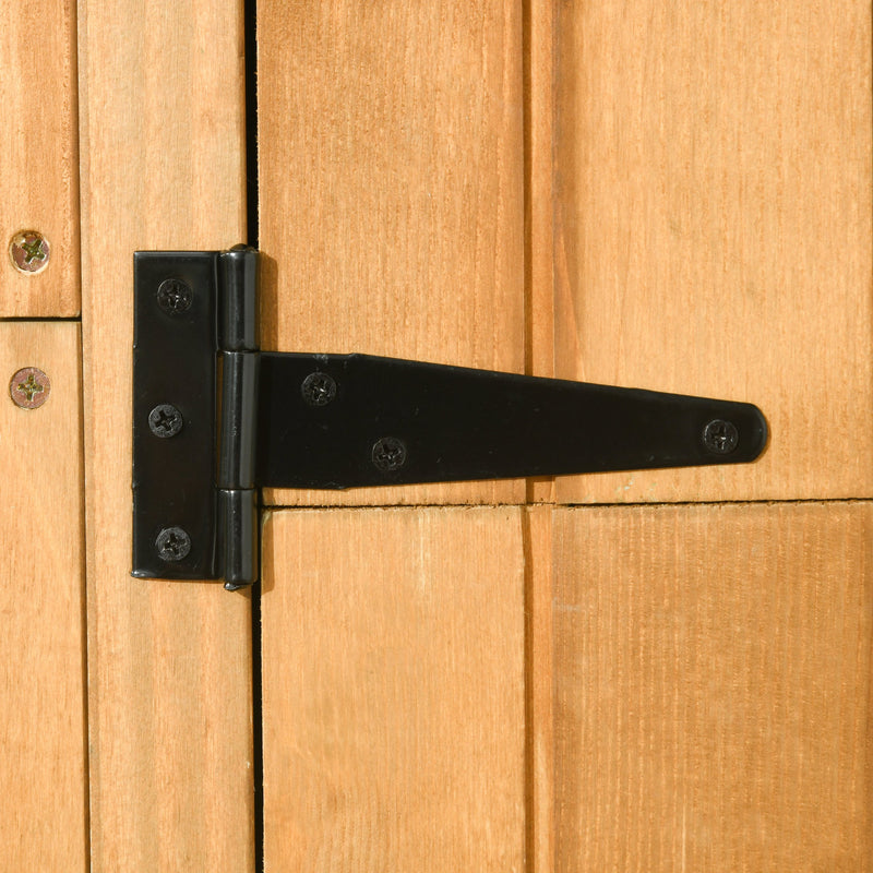 Small Upright Garden Tool Shed / Pool Shed with 3-Tier Shelves 30" x 21" x 71" - Natural Brown