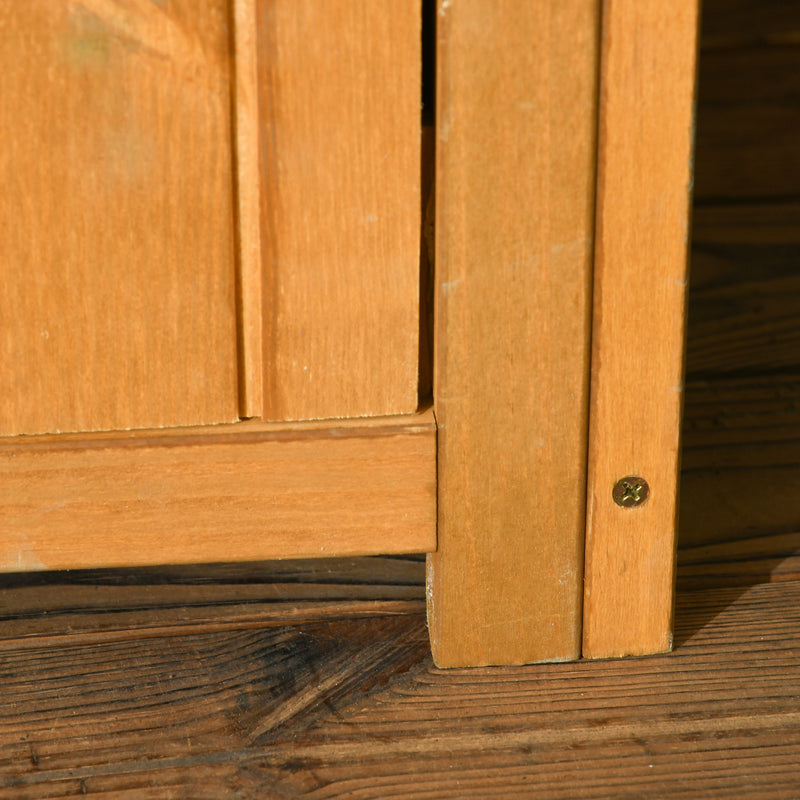 Small Upright Garden Tool Shed / Pool Shed with 3-Tier Shelves 30" x 21" x 71" - Natural Brown