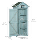 Small Upright Garden Tool Shed / Pool Shed with 3-Tier Shelves 30" x 21" x 71" - Blue