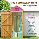 Small Upright Garden Tool Shed / Pool Shed with 3-Tier Shelves 30" x 21" x 71" - Natural Brown