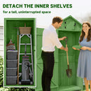Small Upright Garden Tool Shed / Pool Shed with 3-Tier Shelves 30" x 21" x 71" - Green
