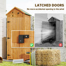 Small Upright Garden Tool Shed / Pool Shed with 3-Tier Shelves 30" x 21" x 71" - Natural Brown