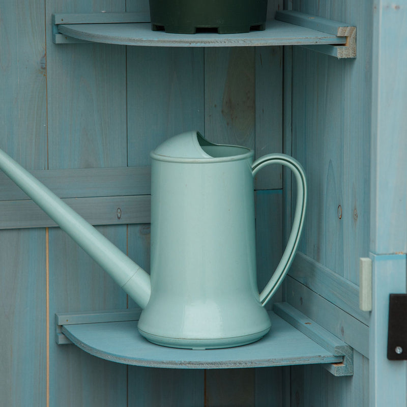 Small Upright Garden Tool Shed / Pool Shed with 3-Tier Shelves 30" x 21" x 71" - Blue