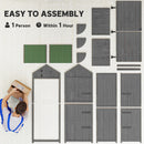 Small Upright Garden Tool Shed / Pool Shed with 3-Tier Shelves 30" x 21" x 71" - Grey